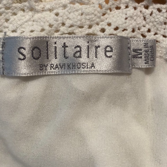 Solitaire white floral lace overlay dress M - Picture 6 of 7